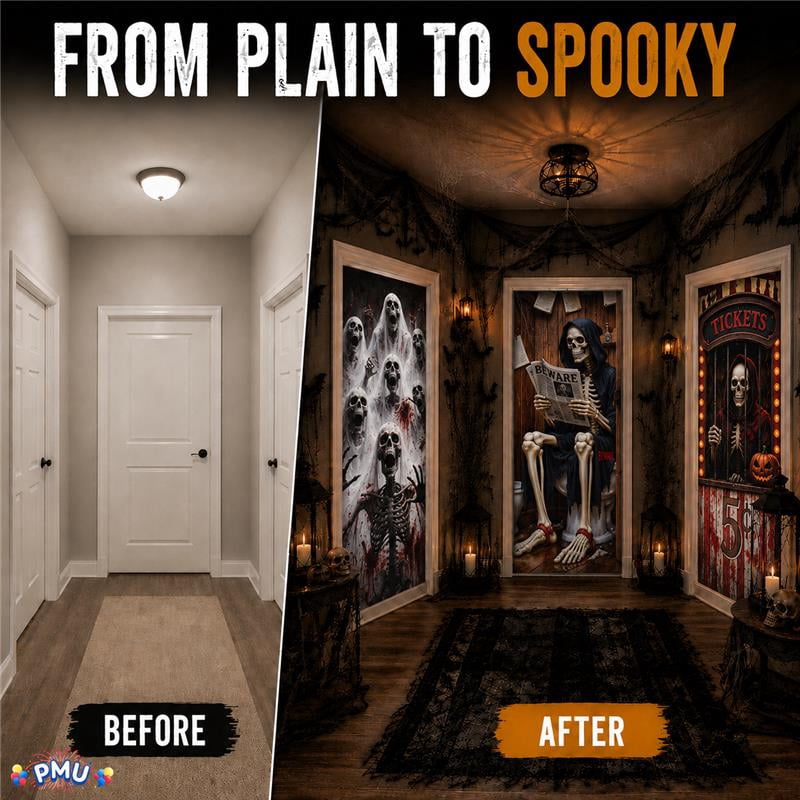 PMU Halloween Bathroom Door Cover, Halloween Decor, Door Decor