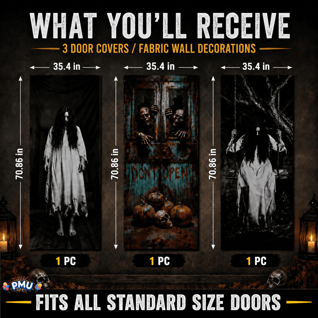 PMU Halloween Bathroom Door Cover, Halloween Decor, Door Decor