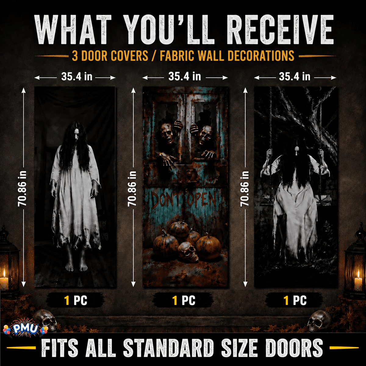 PMU Halloween Bathroom Door Cover, Halloween Decor, Door Decor