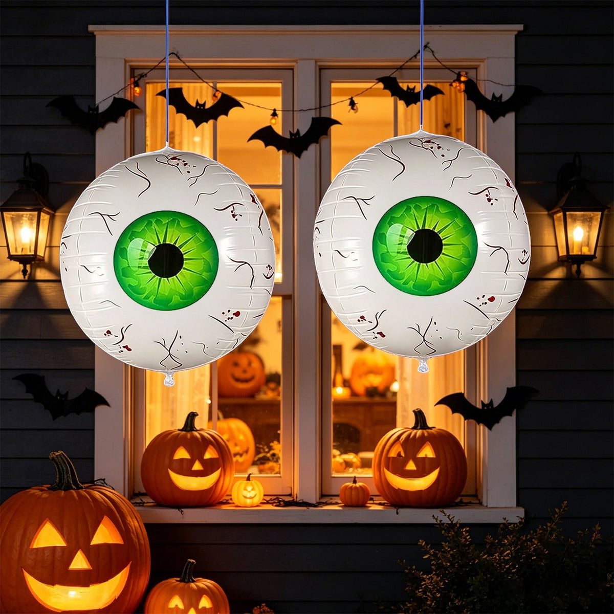Halloween Decoration Outdoor Clearance Under $5.00!2PCS Halloween Inflatable Eyeball Decorations Bloodshot Eyeball Balloons Set Hanging Horror Eye Ornaments For Halloween Yard Window Party Decor
