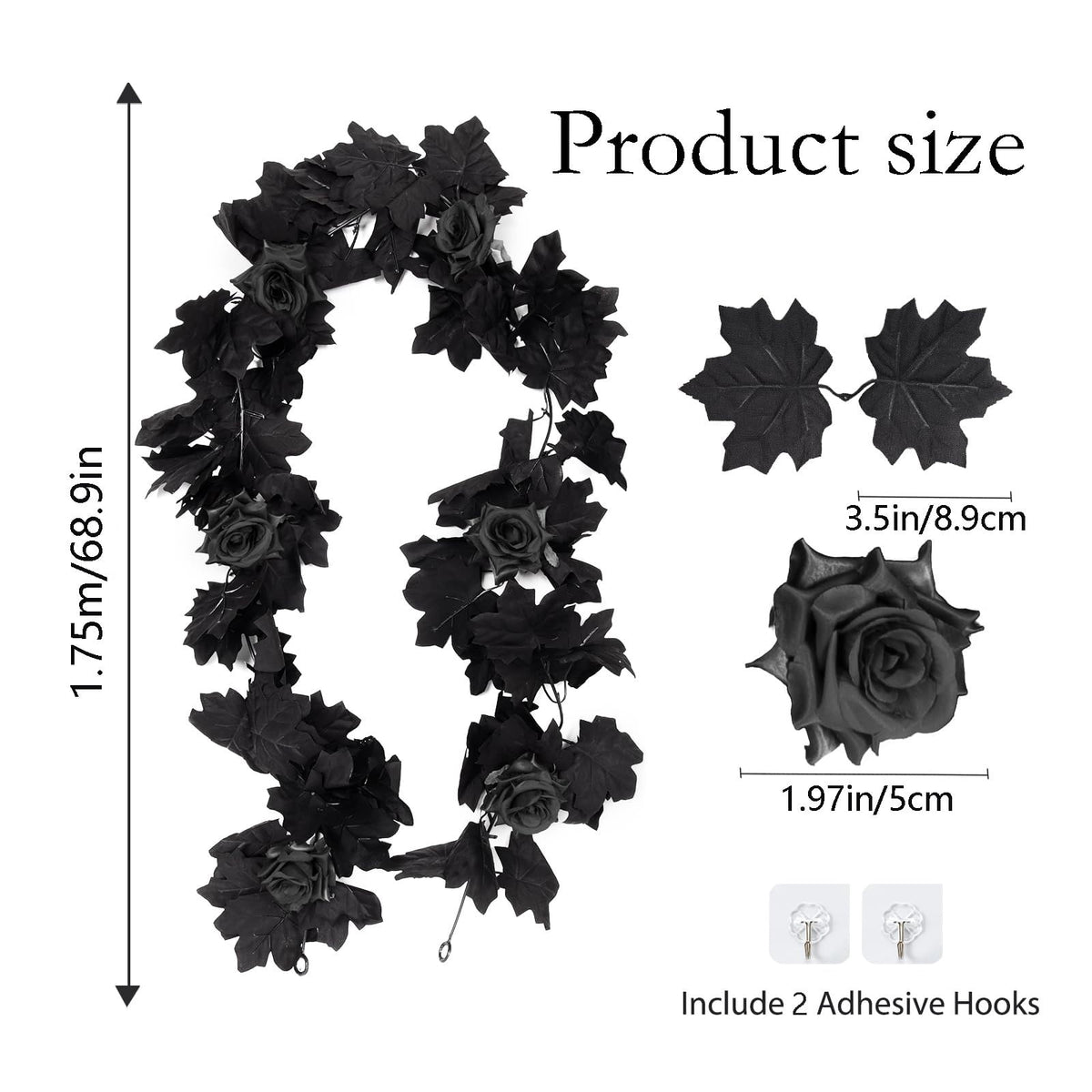 Halloween Black Rattan Decoration Wreath, A Wreath Indoor Wreath(Plastic, One Size)