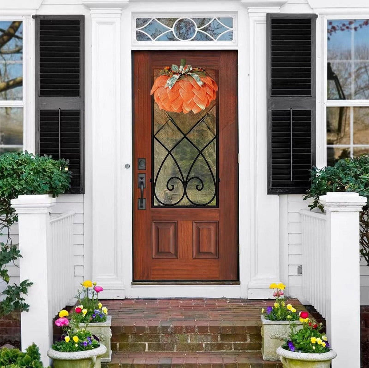 Fankiway Halloween Wreaths for front door, Halloween Black Flower Wreath Wall Door Hanging Festival Party Decor, Halloween Outdoor Wreath, Halloween Decorations