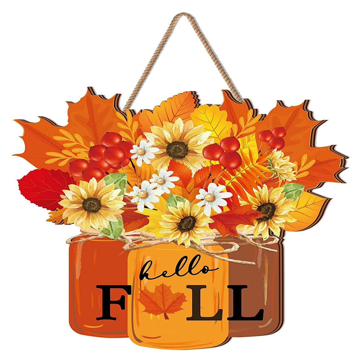 Jierger Halloween Door Decorations Indoors Outdoor Fall Wreaths for The Front Door Fall Leaves Pumpkin Wreaths for Thanksgiving Halloween Home Outdoor Indoor Window Walls Fall Decorations 11.8"x 11.8"