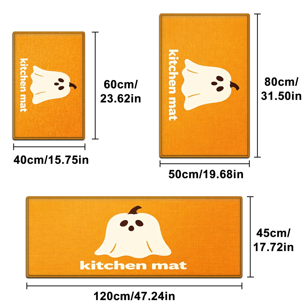 YIMEIS Halloween Orange Ghost Pumpkin Black Cat 1Pc Flannel Mat & Kitchen Rugs,Soft Non-slip,16''×24'' Inches,for Entryway Bathroom