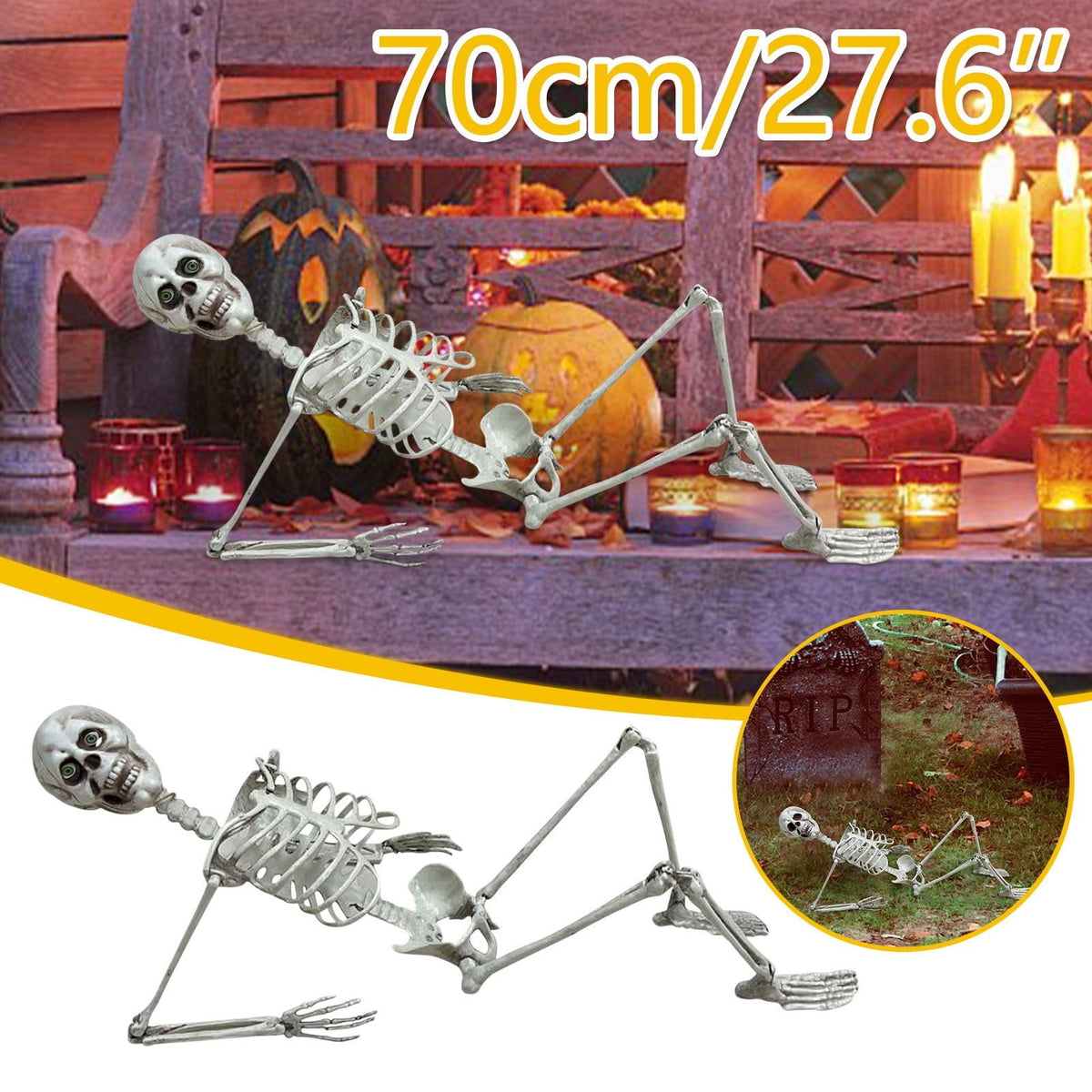 Halloween Skeleton Life Size Full Body Posable Joints Skeletons,Halloween Skeleton Decoration,Human Full Size Skull Hand Life Body Anatomy Model Halloween Decor