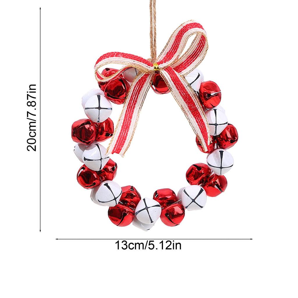 Christmas Bell Wreath Xmas Bell Garland with Bow Front Door Wreath Festival Hanging Ornament for Party Table Fireplaces Porch Walls New Years Halloween Home Decor