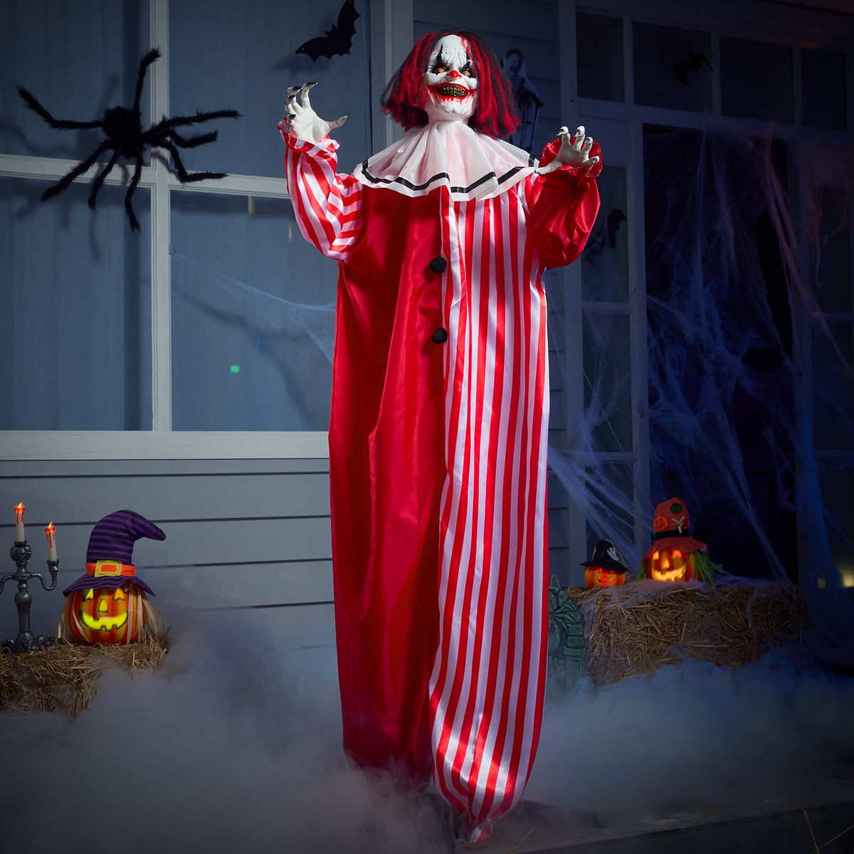 Joyfy Halloween Decorations Outdoor, 72"(6ft) Light Up Animated Scary Decorations Pumpkin Ghost with Sound Activation,Animatronics Pumpkin Decorations for Haunted House Prop Yard Decor