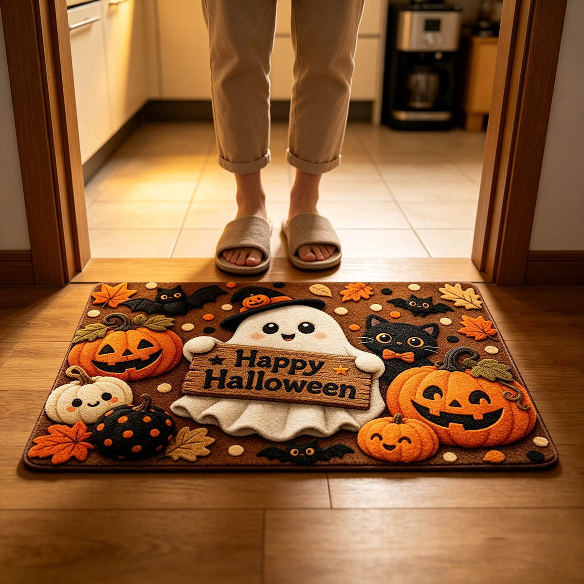 Halloween Kitchen Mat Halloween Printed Carpet Non-slip Entry Door Entry Mat Absorbent Bathroom Kitchen Entryway Mat 40*60cm