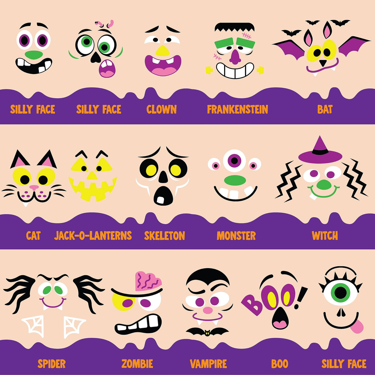 Joyfy 16 Faces Halloween Pumpkin Decorations Stickers Foam Craft Kit, 18 Sheets 16 Designs Halloween Party Favors for Kids, Party Supplies Arts Activities, Jack O Lantern Face Sticker School Gifts