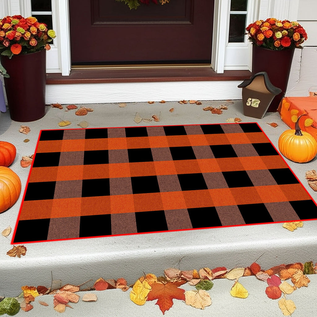 sruoe Halloween Door Mat Durable Non-Slip Halloween Decorations Outdoor, Outdoor Rugs for Patio with Rubber Backing, Front Porch Entryway, Easy Clean Absorbent Fade-Resistant.