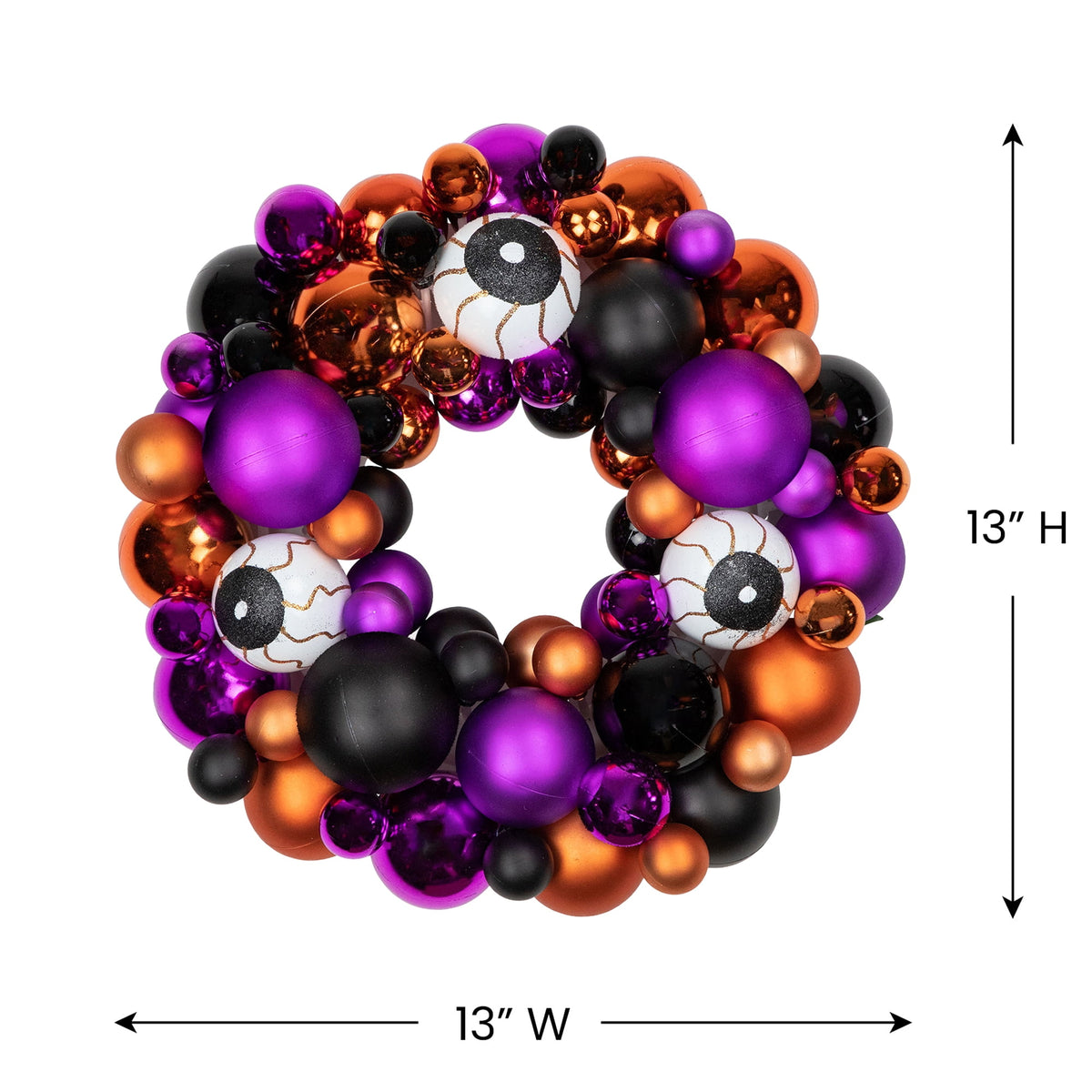 Northlight Eyeballs and Shatterproof Ornaments Small Halloween Wreath - 13" - Purple and Black -