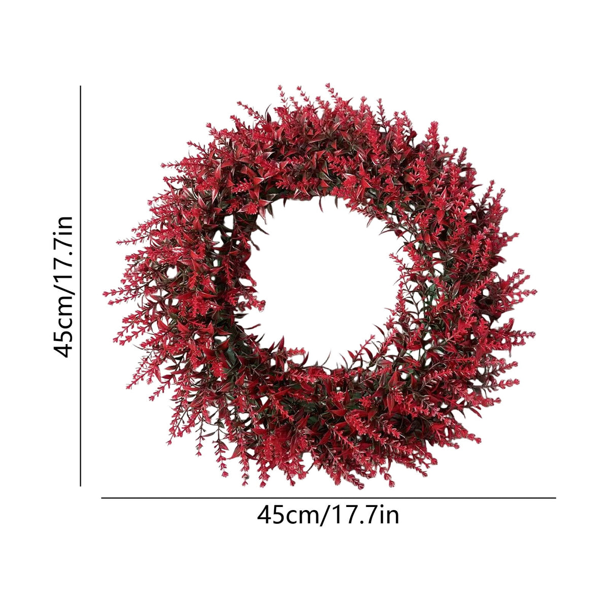 Red Wheat Wreath 18 Inch for Front Door, Artificial Fall Harvest Wreath with Berries and Leaves for Porch Wall, Thanksgiving Halloween Home Decor