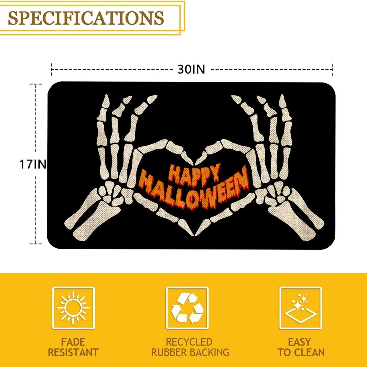 Halloween Door Mat 30 X 17 Inch Halloween Skull Doormat Indoor Outdoor Entrance Floor Mat Non Slip Halloween Decor Rubber Welcome Mats