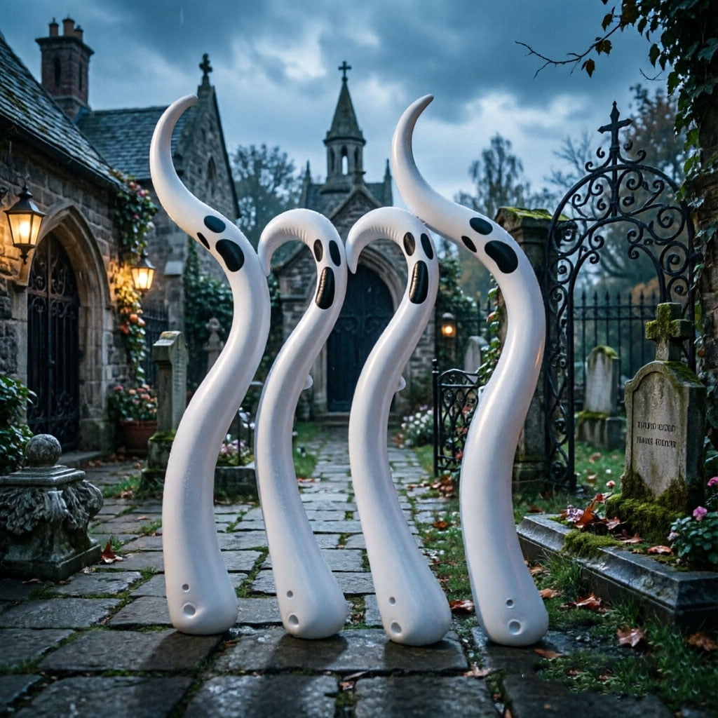 4Pack Halloween Decoration Inflatable Ghost,Scary Giant Inflatable Ghost Outdoor Decoration for Halloween Garden Haunted House,Funny Twisted Ghost Trick or Treat Party Props