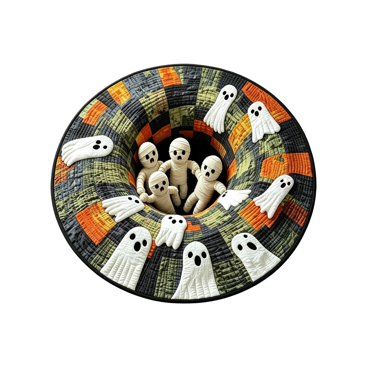 Win s Way 3D Illusion Round Halloween Rug Optical Illusion Doormat Non- Washable Entryway Decor Spooky Fall Front Door Mat for Party Decoration Available in 15.8/23.6/31.5 Inch