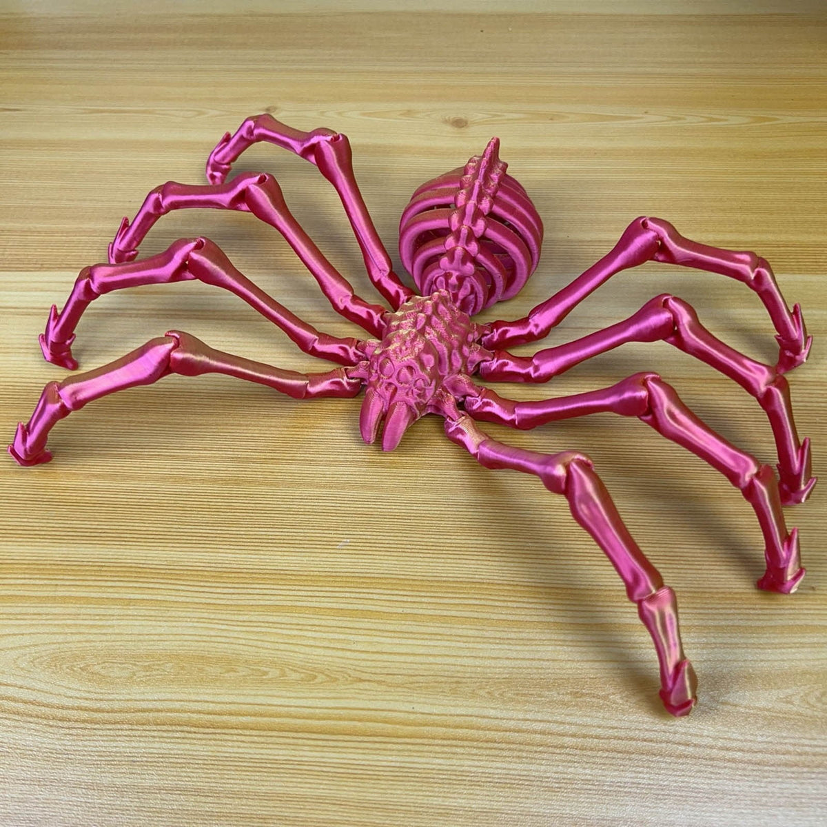 3D Printed Hell Skeleton Wolf Spider, Movable Contraction Spider Toy Ornament, Halloween Spider Decorations, Desktop 3D Printed Wolf Spider Toy for Halloween Decor