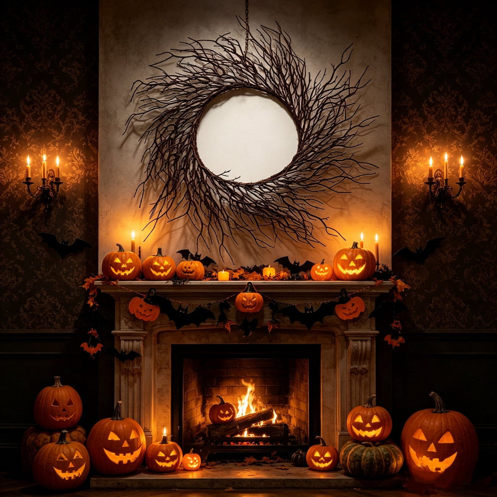 17" Halloween Wreaths for Front Door,Black Bats and Purple Spider Wreath,Spooky Gothic Outdoor Halloween Decoration For Halloween Party,Outdoor/Indoor Porch,Home Holiday Decor