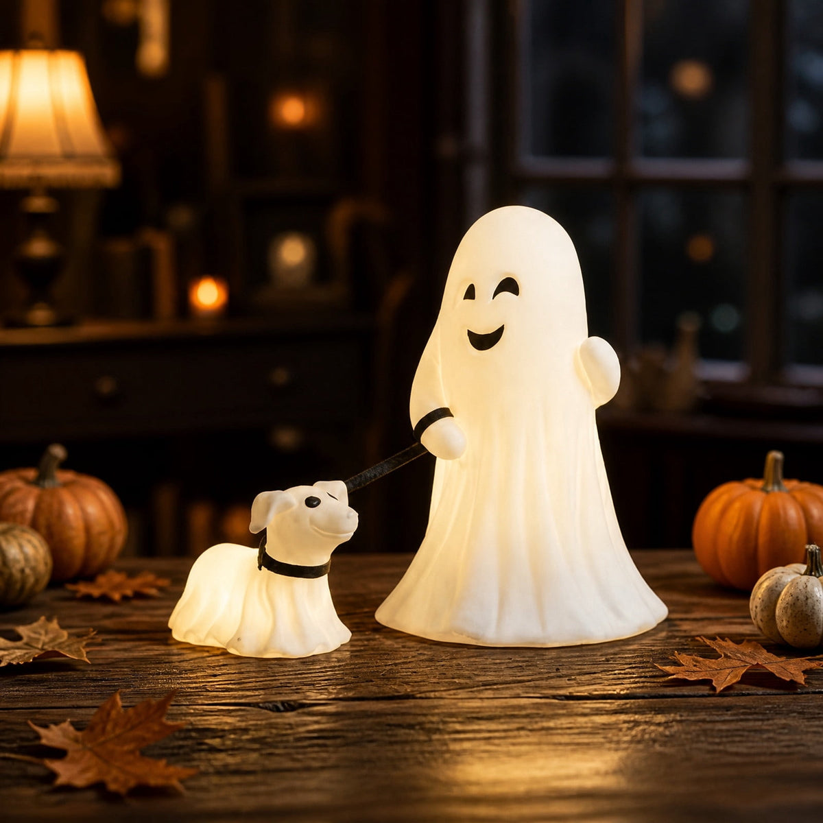 Halloween Ghost Night Light, Cute Ghost Playing The Guitar Lamp, Ghost Warm Lighted Figurine Lamps for Party Bedroom Study Room Home Dorm, Halloween Decor Indoor