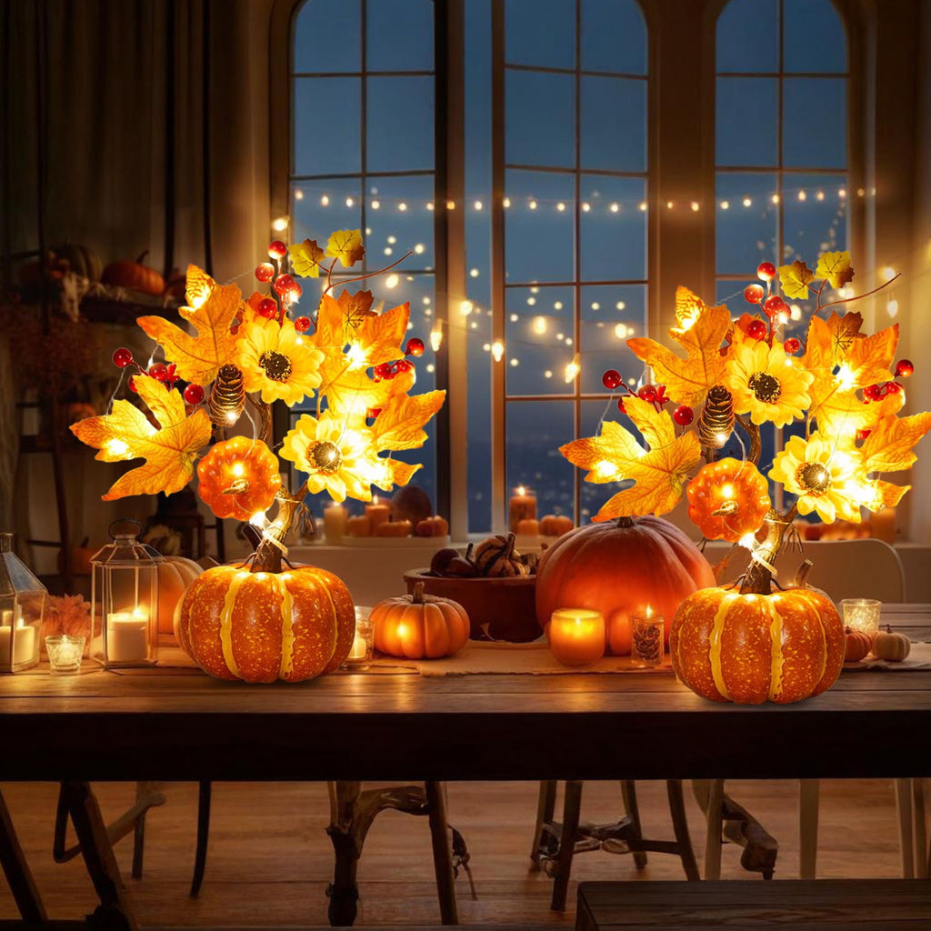 YIMWNYI Halloween Simulation Pumpkin Tree Decoration, Autumn Thanksgiving Home Decor, Festive Ornaments for Dining Table and Living Room, Perfect for Fall Celebration, Faux Floral Centerpiece