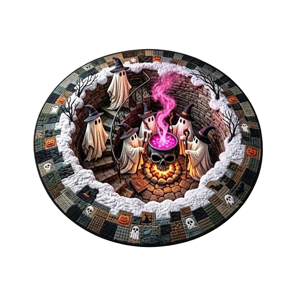 Win s Way 3D Illusion Round Halloween Rug Optical Illusion Doormat Non- Washable Entryway Decor Spooky Fall Front Door Mat for Party Decoration Available in 15.8/23.6/31.5 Inch