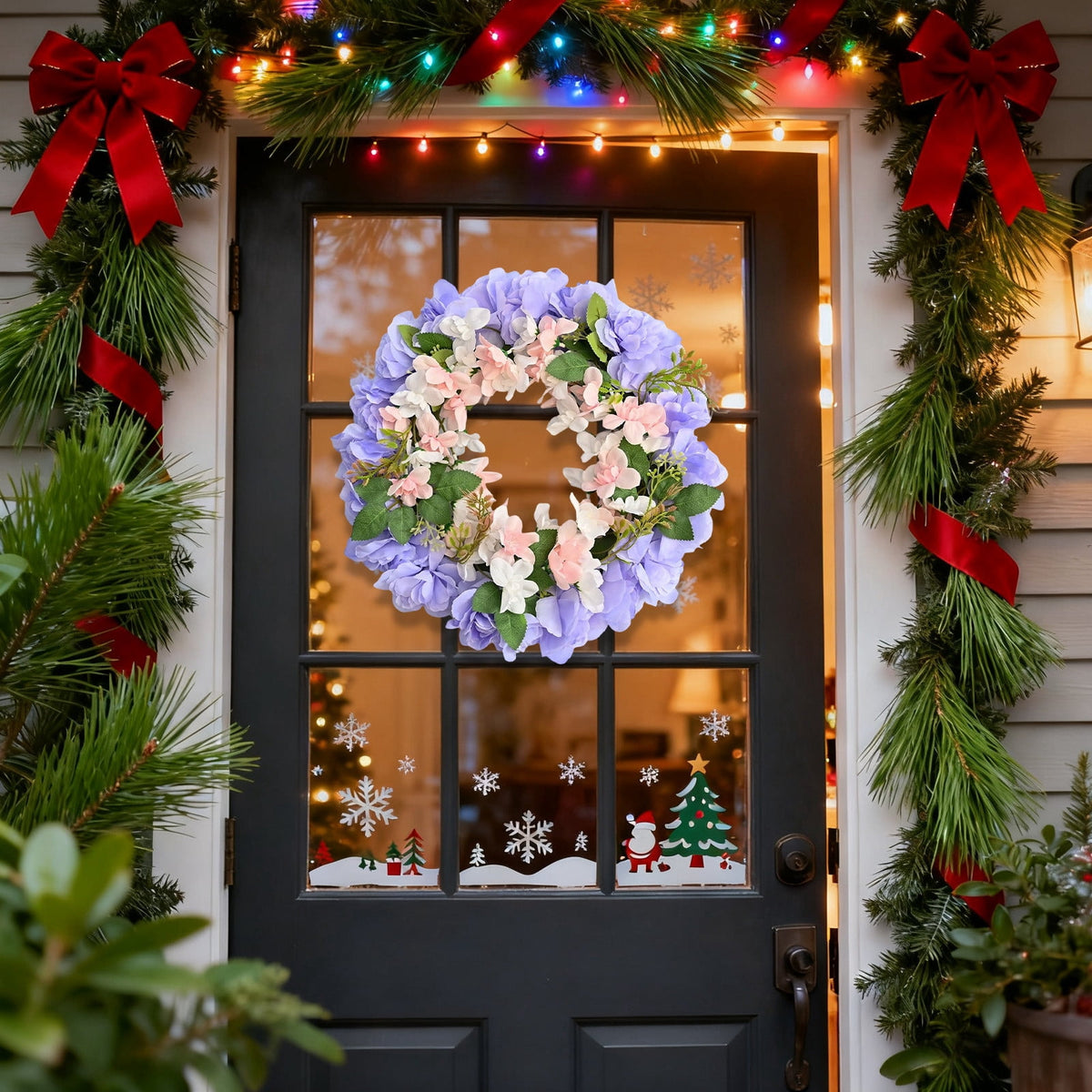 Nkmbld 4th of July Wreaths for Front Door, Independence Day Wreath Red White Blue Flower Wreath for Independence Day Memorial Day Flag Day Decor