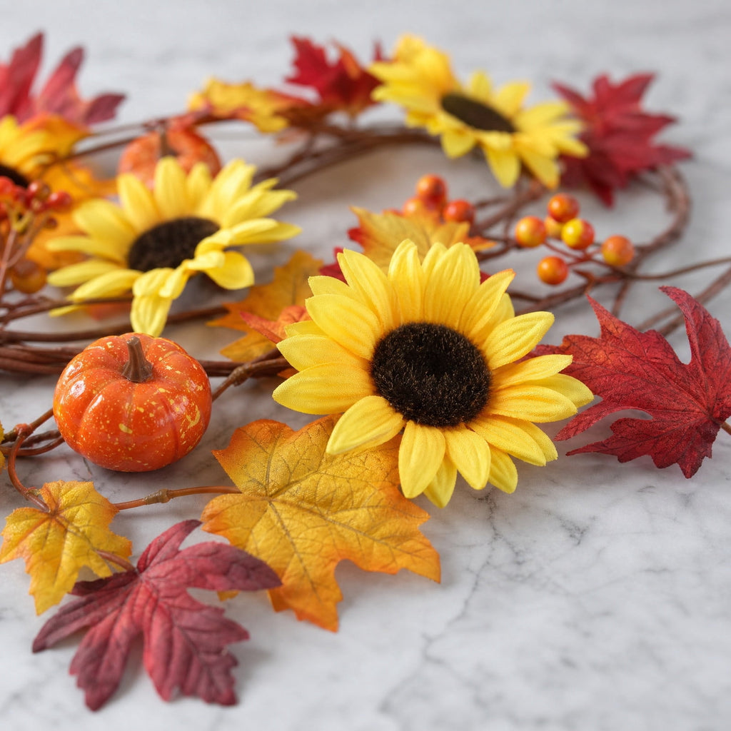 SPOORYYO 2Pcs Fall Maple Leaves Stems for Vase, Artificial Autumn Fake Leaves Decor, Maple Leaf Bushes Shrubs for Thanksgiving Halloween Home Farmhouse Table Centerpiece, 12.99" x 7.87"