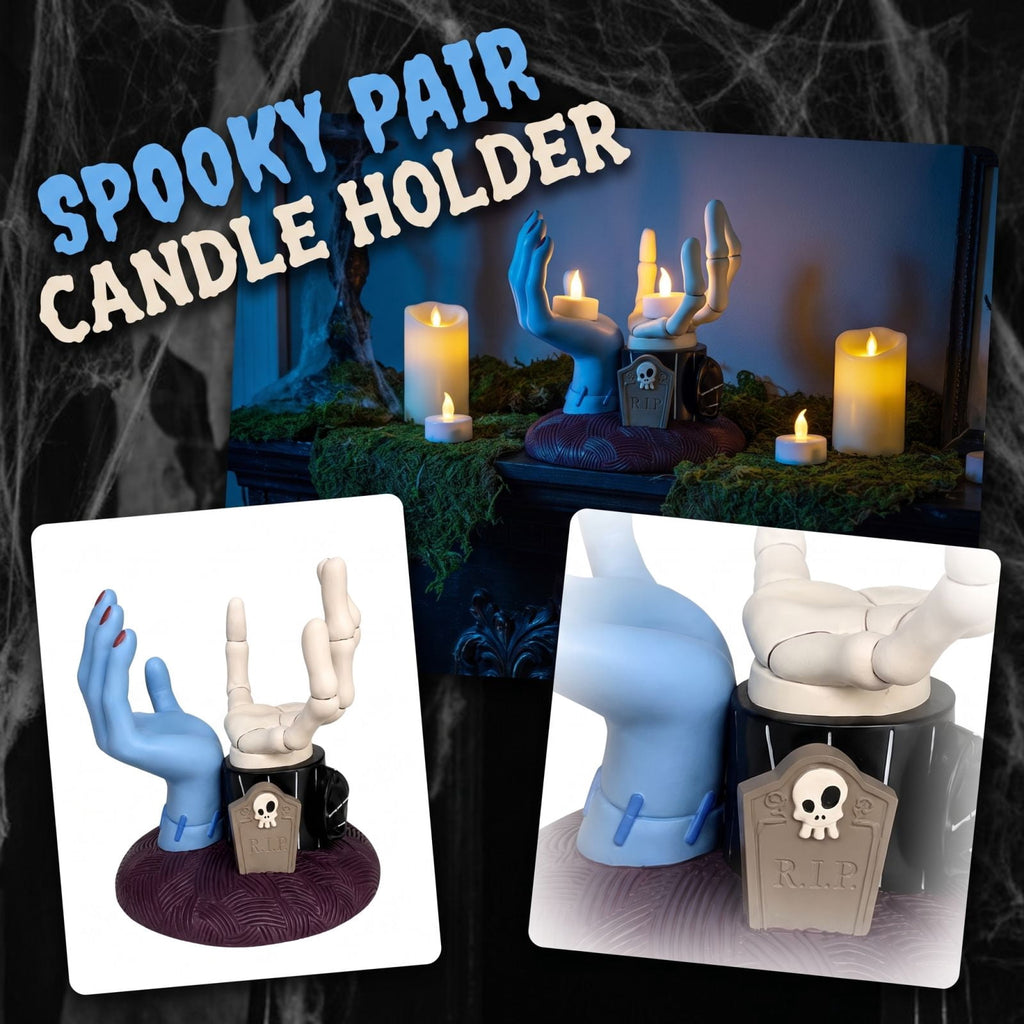 Halloween Hand Candle Holder Decorative Tabletop Figurine Resin Sculpted Accent for Mantel Shelf Desk Party Display