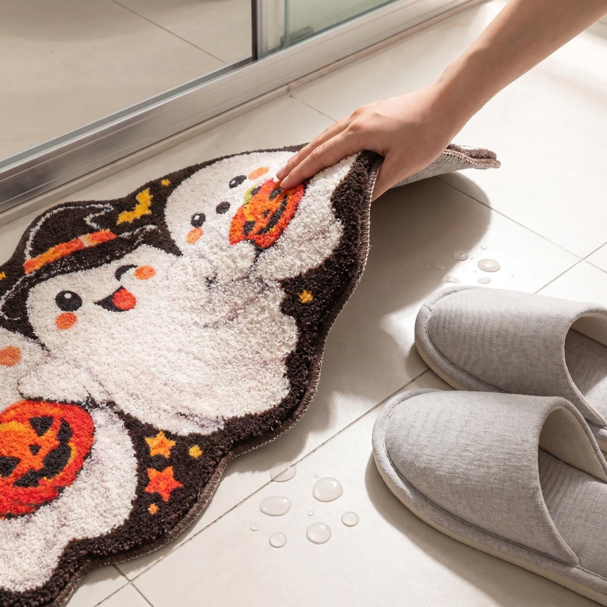 Yhmxh Halloween Bathroom Rugs, Halloween Pumpkin Bath Mats, Farmhouse Halloween Rugs for Bathroom Decorations for The Home, Holiday Cute Pumpkin Decor Non-Slip 15.7x23.6 Inches