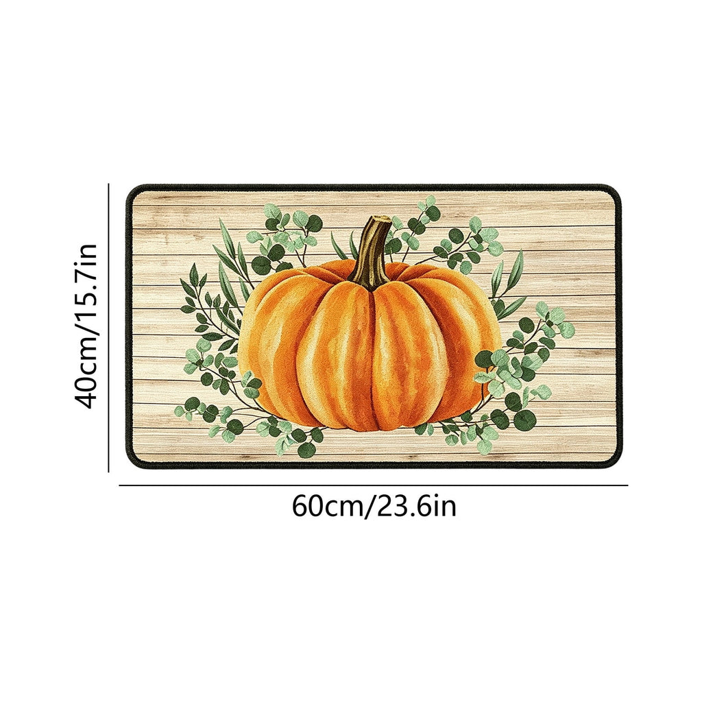 Yhmxh Fall Pumpkin Decorative Door Mat, Autumn Harvest Welcome Entryway Rug, Non‑Slip Absorbent Front Doormat, Seasonal Floor Mat for Indoor Outdoor Halloween Home Decoration 15.7x23.6 Inch