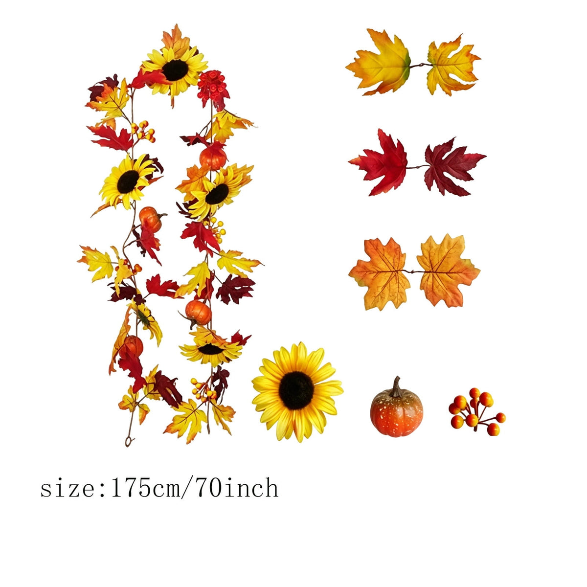 SPOORYYO 2Pcs Fall Maple Leaves Stems for Vase, Artificial Autumn Fake Leaves Decor, Maple Leaf Bushes Shrubs for Thanksgiving Halloween Home Farmhouse Table Centerpiece, 12.99" x 7.87"