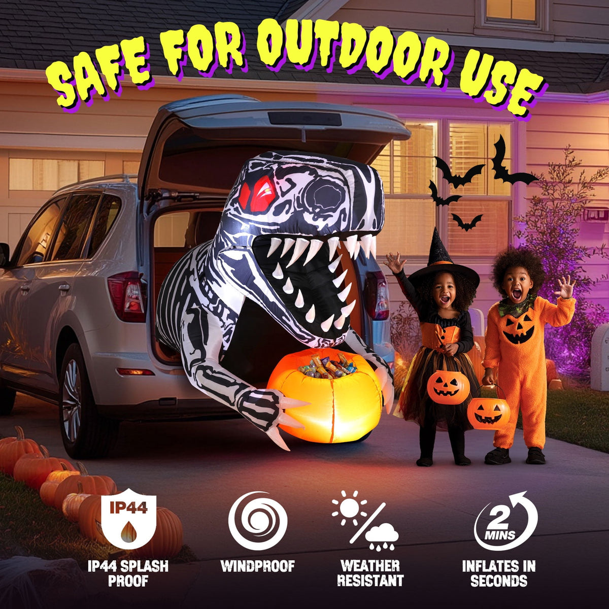 Ayieyill 7FT Halloween Inflatables Decorations Skeleton and Dog, Halloween Blow ups Yard Decorations Outdoor for Garden Lawn