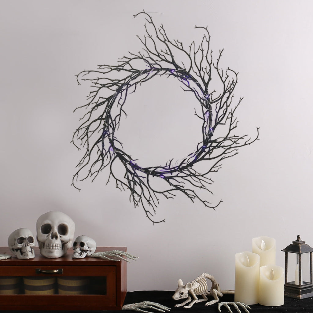 sruoe Halloween Decorations, Indoor Outdoor Halloween Decor, Artificial Wreaths, Halloween Decorations for Outside, Front Door Wreaths, Wreath for Indoor Outdoo Home Party Wreath with Light