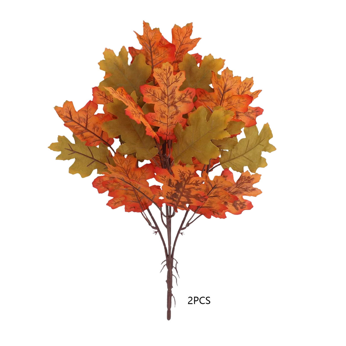 SPOORYYO 2Pcs Fall Maple Leaves Stems for Vase, Artificial Autumn Fake Leaves Decor, Maple Leaf Bushes Shrubs for Thanksgiving Halloween Home Farmhouse Table Centerpiece, 12.99" x 7.87"