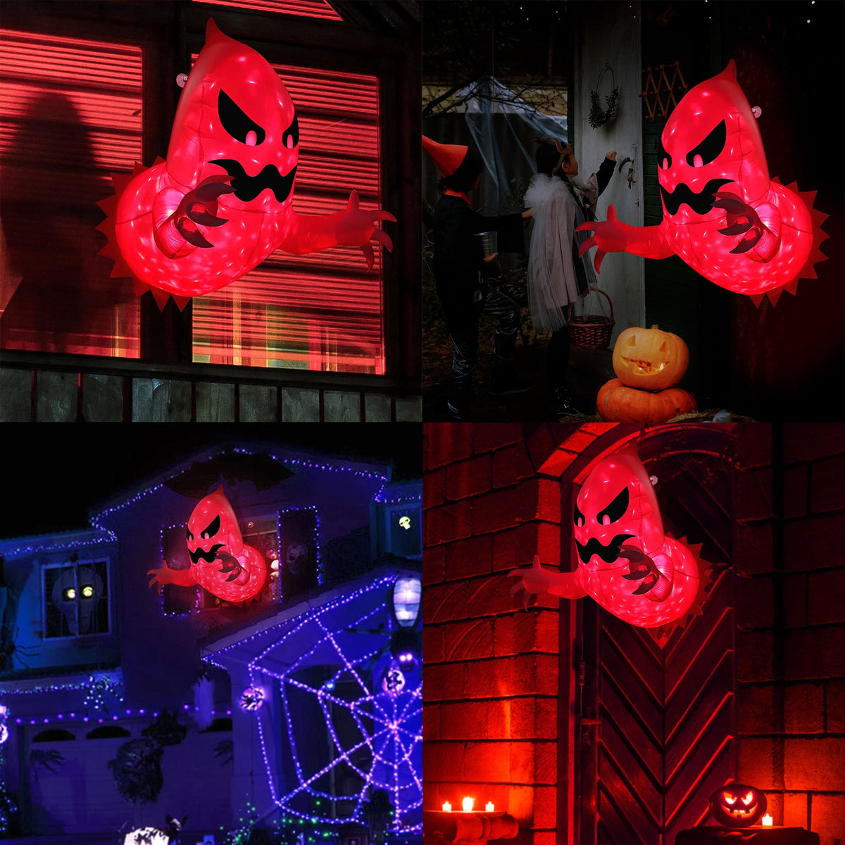 AGCAN 4.6 FT Halloween Inflatable Ghost Blow Up Ghost Broke Out from Window Halloween Decor