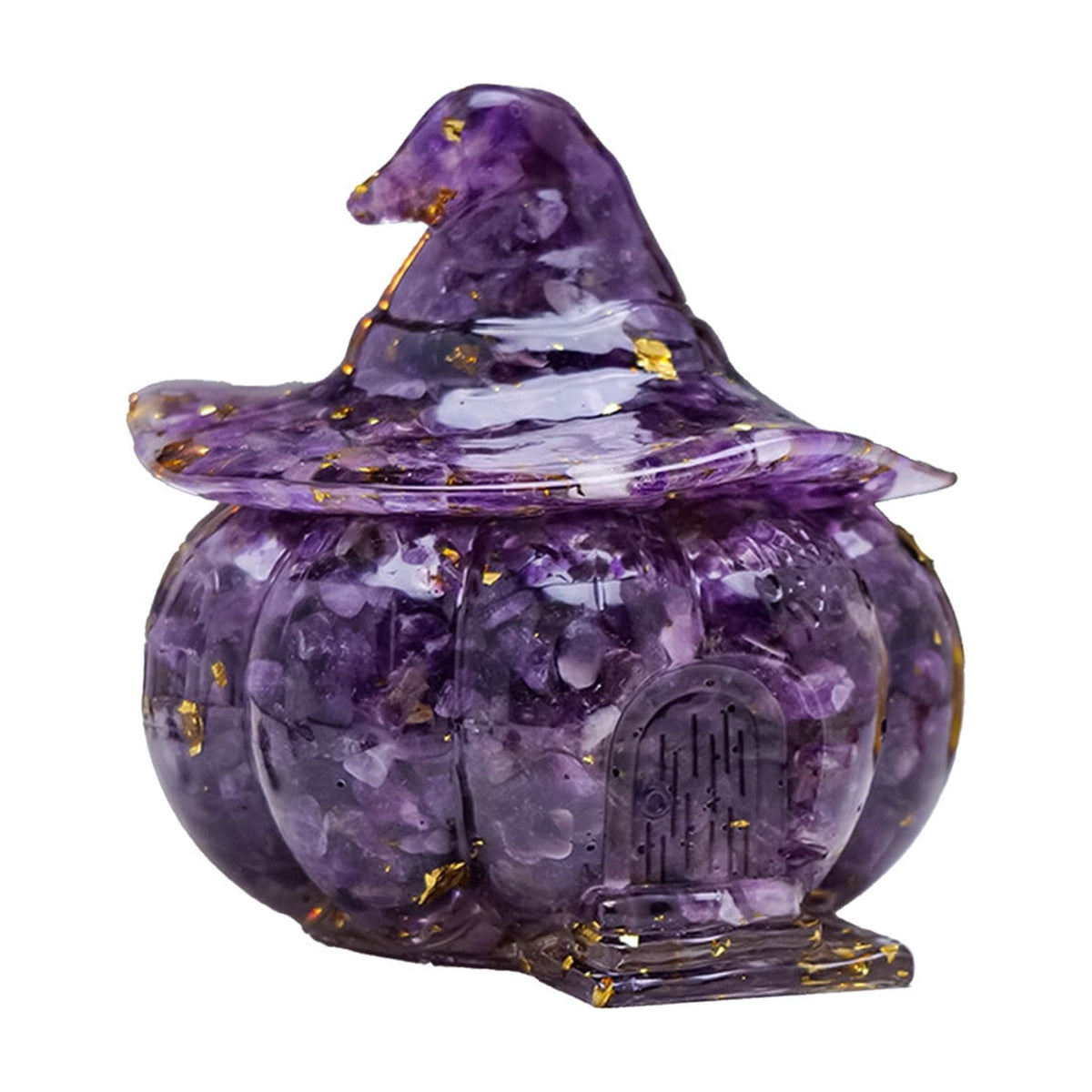 Halloween Pumpkin Candy Bowl with Lid, Decorative Plastic Treat Jar with Crushed Stone Look for Candy Serving and Seasonal Table Display, Reusable Spooky Home Accent, Home Decor, Brown