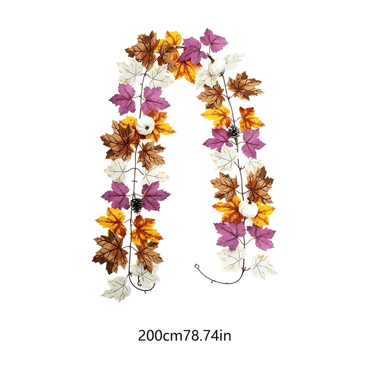 Chmadoxn 78.74" Halloween Thanksgiving Maple Leaf Garland with Mini Pumpkins & Berries, Artificial Fall Leaves Vine for Mantel Staircase Porch, Autumn Harvest Hanging Home Decor