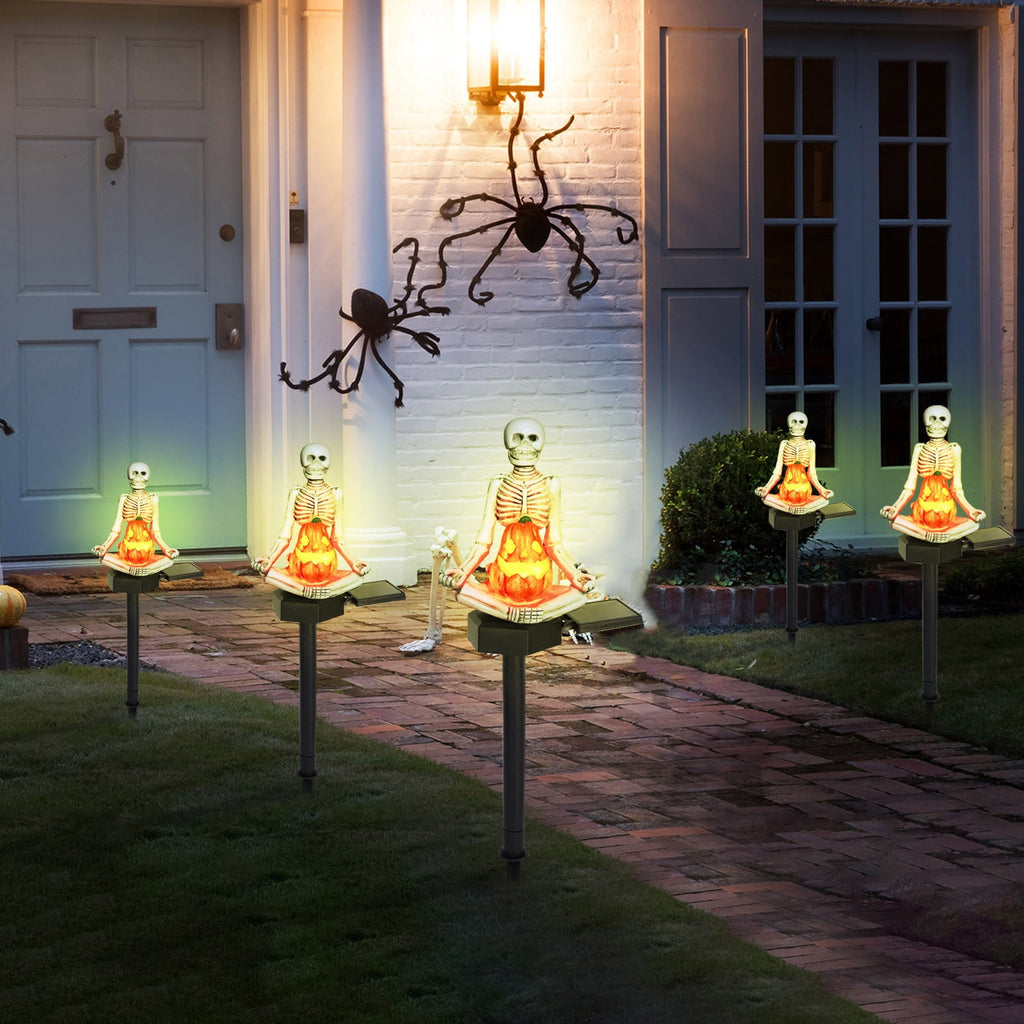 Konghyp Solar Yoga Skeleton Ground Plug, Halloween Decoration, Color Gradient Lights, Outdoor Yard Decor, Weatherproof Garden Pathway Lamp, Fun Festive Ornaments