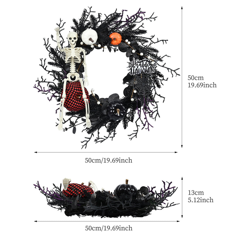 YIKA Halloween Decoration Halloween Ghost Festival Purple Simulation Skull Pumpkin Horror Scene Decoration Wreath F3Halloween Yard Decor
