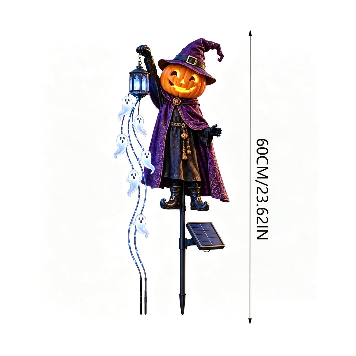 Halloween Solar Garden Stake Light,Metal Hanging Pumpkin Lantern Waterproof for Yard Lawn Proch