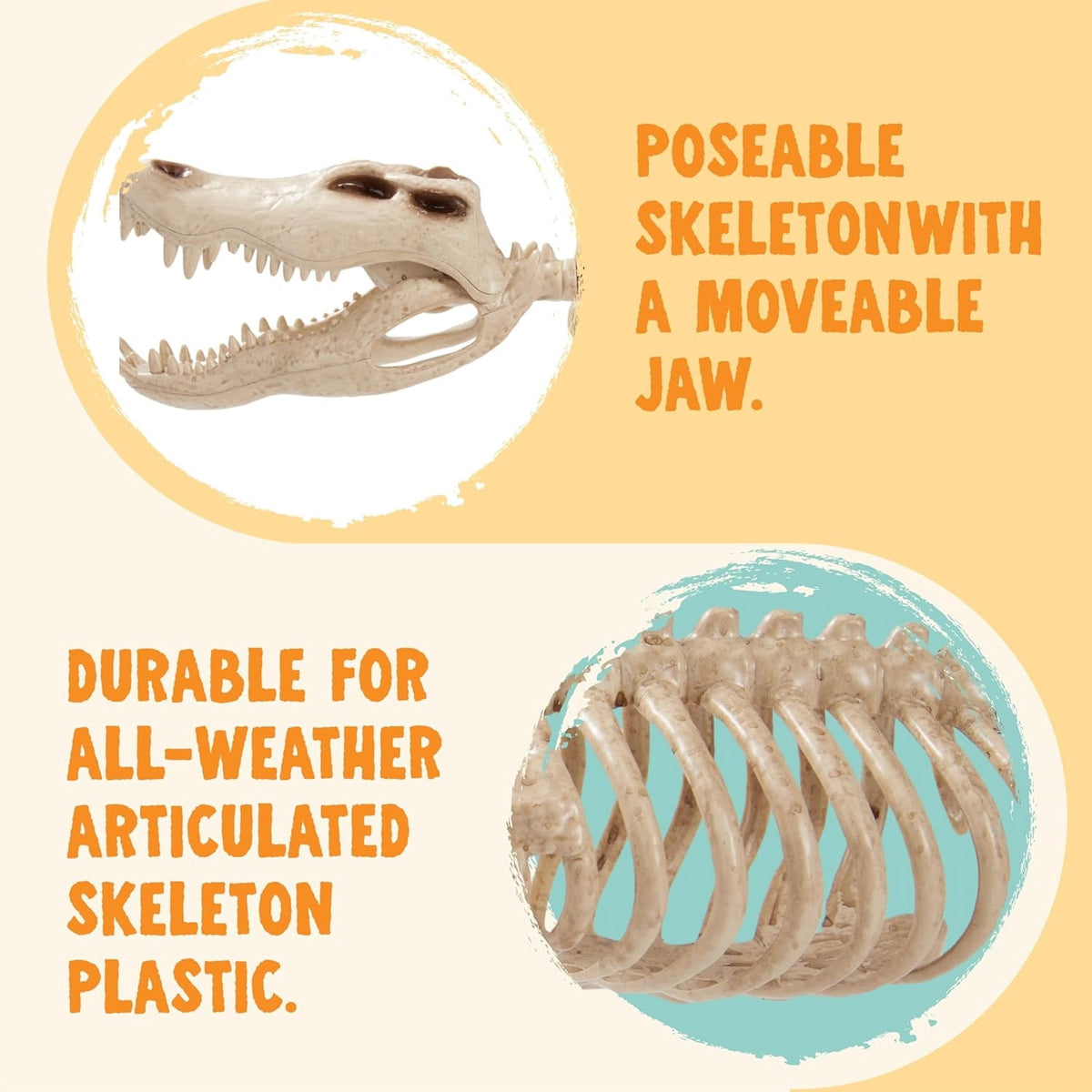 Joyfy 28" Crocodiles Skeleton Halloween Decorations with Posable Joints for Halloween Party Outdoor Indoor Decor