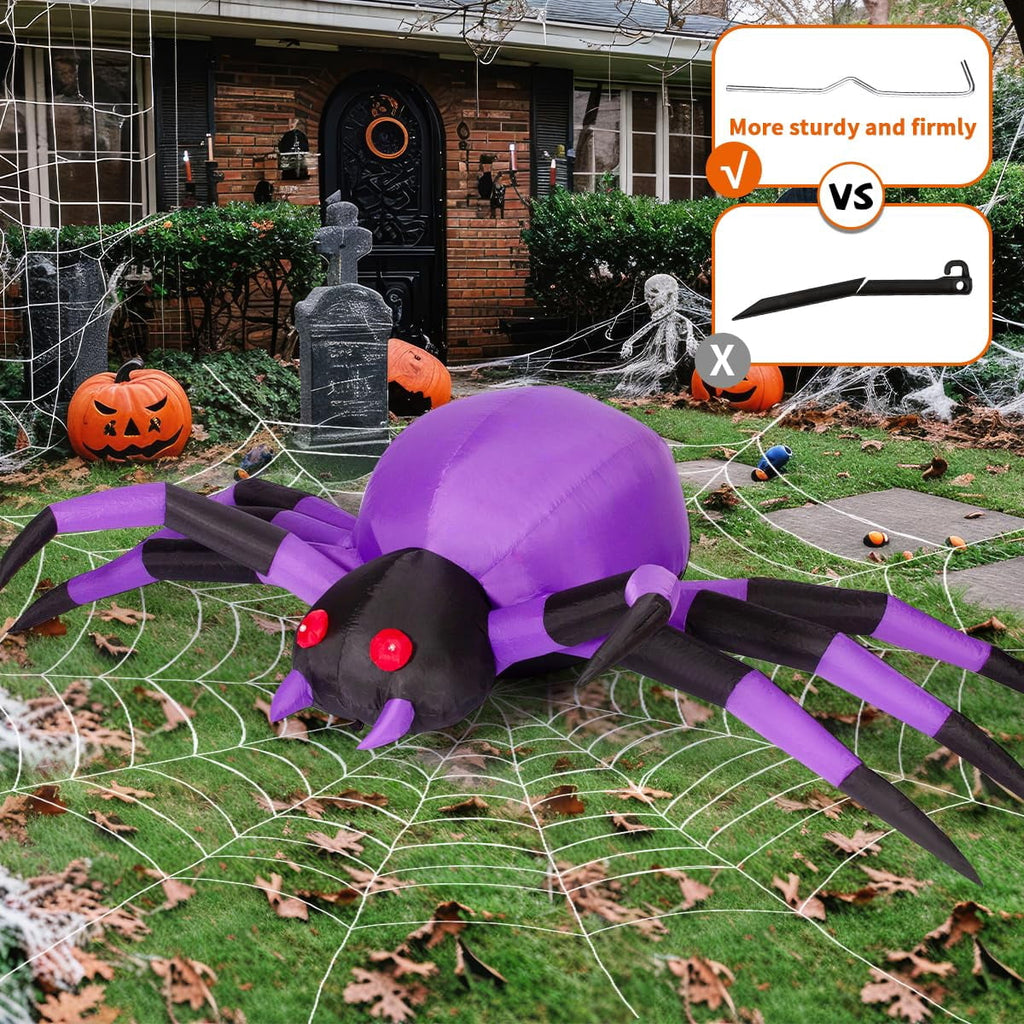 COMIN Halloween Inflatables 9 FT Width Spider Blow Up Yard Decoration with Built-in LED for Yard Garden Party Lawn
