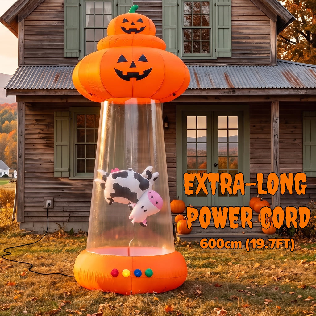 BSHAPPLUS® 9ft Halloween Inflatable Decorations,Blow up Yard Decor with Auto-Scaling Ghost in Pumpkin, Witch, Tombstone,Black Cat,Built-in LED,IP44 Waterproof for Outdoor Lawn Garden Party