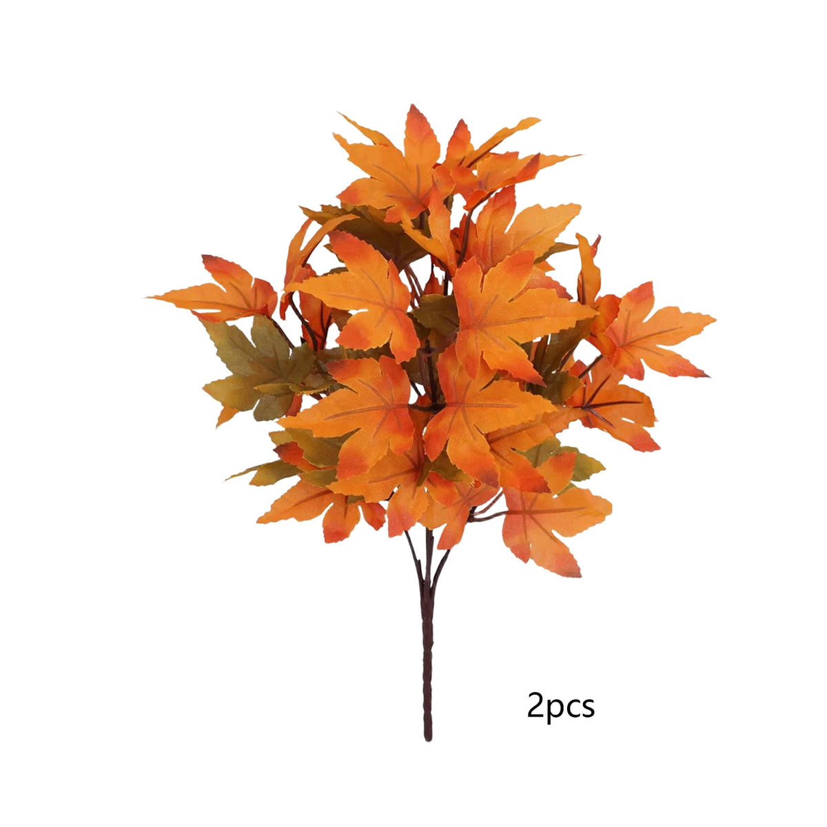 SPOORYYO 2Pcs Fall Maple Leaves Stems for Vase, Artificial Autumn Fake Leaves Decor, Maple Leaf Bushes Shrubs for Thanksgiving Halloween Home Farmhouse Table Centerpiece, 12.99" x 7.87"