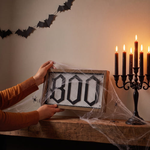 Boo Framed Tabletop Sign Decoration, Black and White, 10" x 5", Halloween by Way To Celebrate