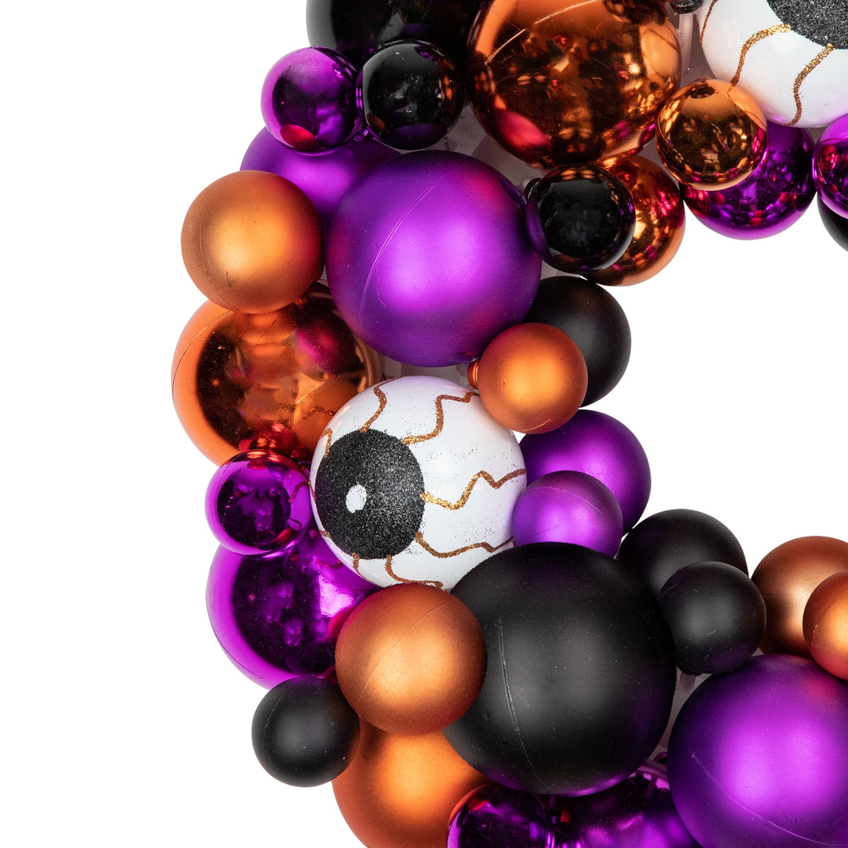 Northlight Eyeballs and Shatterproof Ornaments Small Halloween Wreath - 13" - Purple and Black -