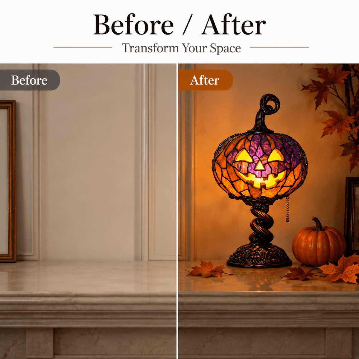 Diceymbol 11.81 Inch Halloween Ghost Night Light, Witch Hat Ghost Lamp with Jack O Lantern, Halloween Decorations Indoor for Table Mantel Party Decor