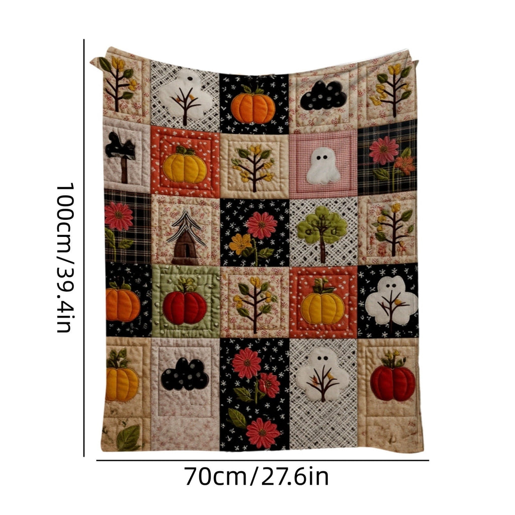 Halloween blanket,Halloween Print Throw Blanket Flannel Soft Cozy Decorative Nap Blanket with Ghost Pumpkin Skull for Office Bedroom Sofa Camping Travel(100x150cm/39x59 Inch),Black