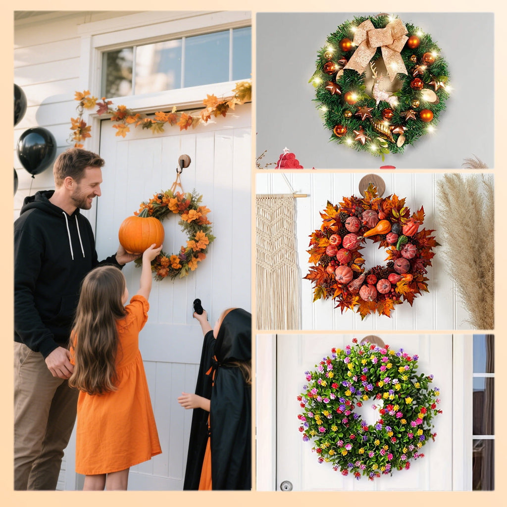 YOTQUSKI Halloween Wreath,Halloween Wreaths For Front Door,Witch Door Wreath Halloween Decorations,with Witch Hat Legs Hanging Lanyard for Party Decorations Indoor Outdoor