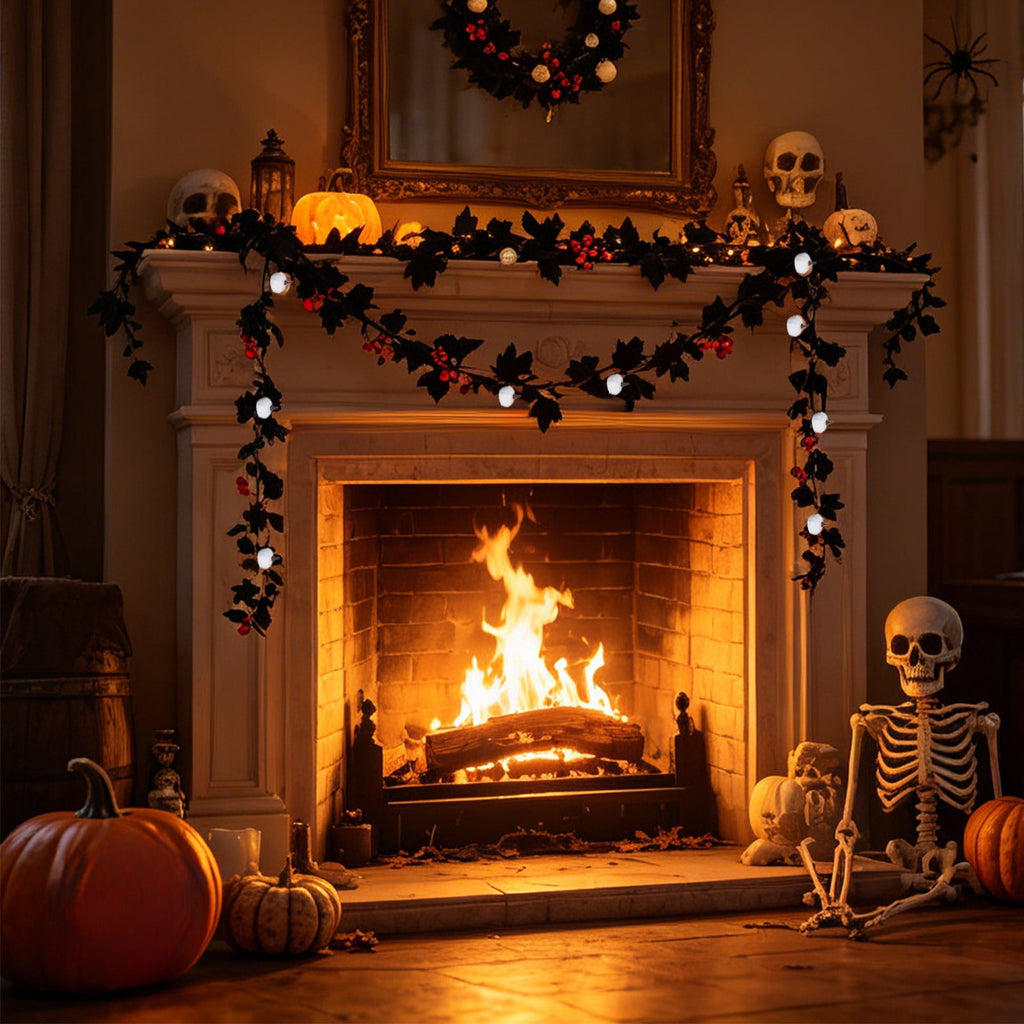 CuiLiyq Halloween Tinsel Garland, 78.7 Inch Black Purple Silver Foil with Bats and Ghosts, Party Decor for Mantel, Staircase, Doorway