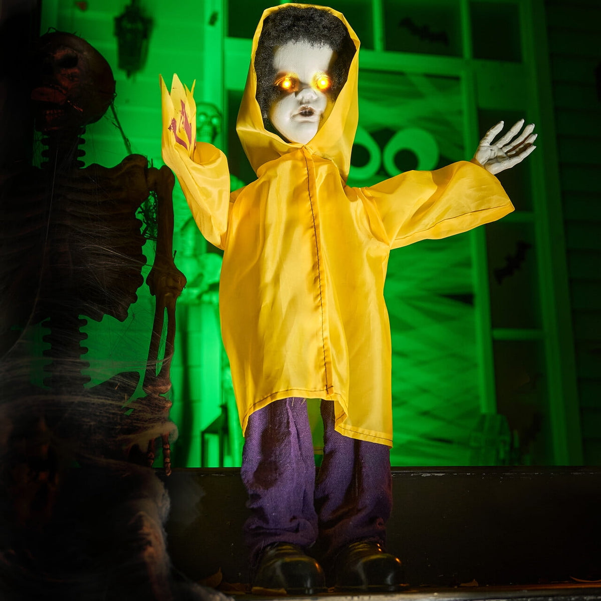 Joyfy Halloween Decorations Outdoor, 72"(6ft) Light Up Animated Scary Decorations Pumpkin Ghost with Sound Activation,Animatronics Pumpkin Decorations for Haunted House Prop Yard Decor